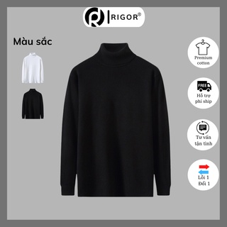 Áo len nam cổ lọ chất len lông cừu mềm mịn RIGOR, áo len cổ cao dài tay phong cách Hàn Quốc