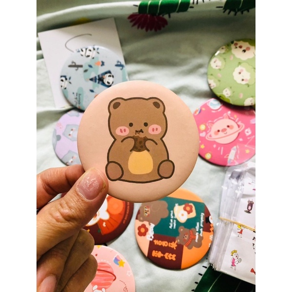 Gương mini tròn loại 1 đẹp hình dễ thương ngẫu nhiên bỏ túi ví làm quà tặng