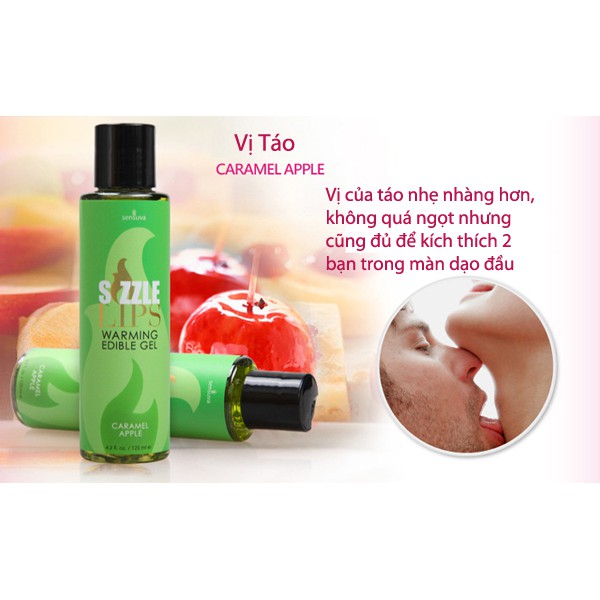 Gel massage làm nóng cơ thể nếm được Sensuva Sizzle Lips