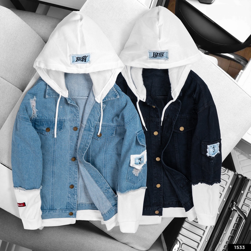 Áo Khoác Jean Nam Có Mũ Jean Cao Cấp Form Rộng Basic Unisex Thời Trang Thương Hiệu PHL Fashion