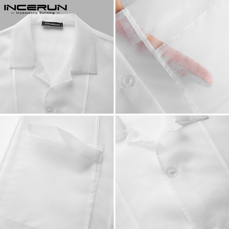 Áo Sơ Mi INCERUN Tay Dài Dạng Lưới Xuyên Thấu Gợi Cảm Cho Nam | BigBuy360 - bigbuy360.vn
