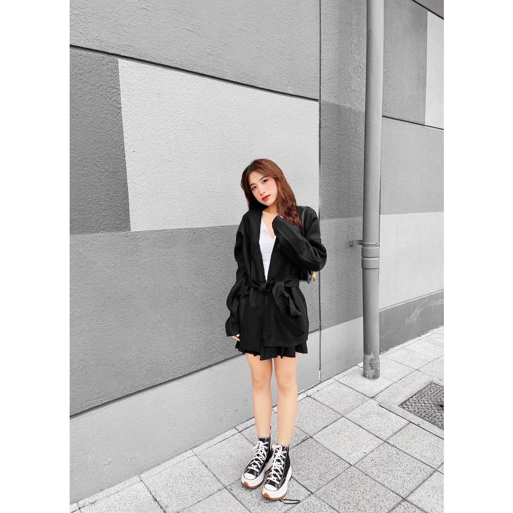 Modesty - Áo khoác dạ kimono nơ bụng Kile Coat