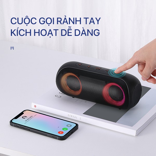Loa bluetooth mini ACOME A20 công suất 20W, loa mini nghe nhạc pin cực trâu, có đèn viền RGB, chống nước IPX7