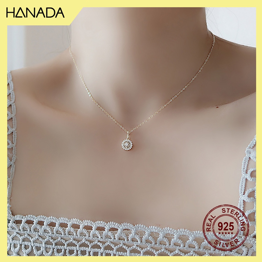 Dây Chuyền Bạc 925 Hanada N1234.N.2.S.340. 0602 Tròn Đá Nhỏ Giữa