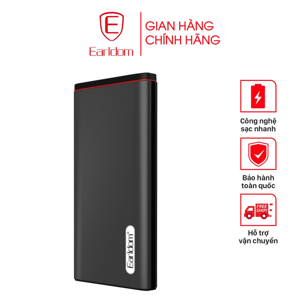 Sạc Dự Phòng 10.000 mAh Earldom PB-34 - Vỏ ngoài của sản phẩm được làm từ hợp kim nhôm cao cấp-Pin gốc chất lượng cao