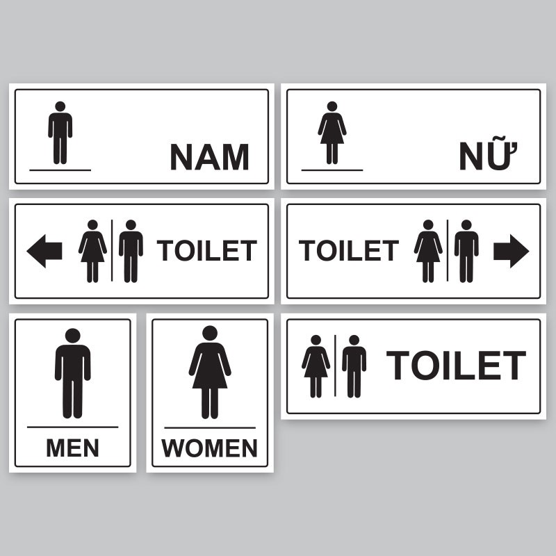 Biển Báo Nhà Vệ Sinh/ Toilet/ WC Nam/ Nữ - Decal Dán Tường, Dán Kính Dễ Dàng-Sticker Trang Trí