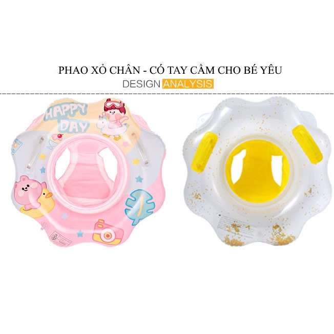 Phao bơi xỏ chân hình hoa Happy Day có tay cầm hai bên