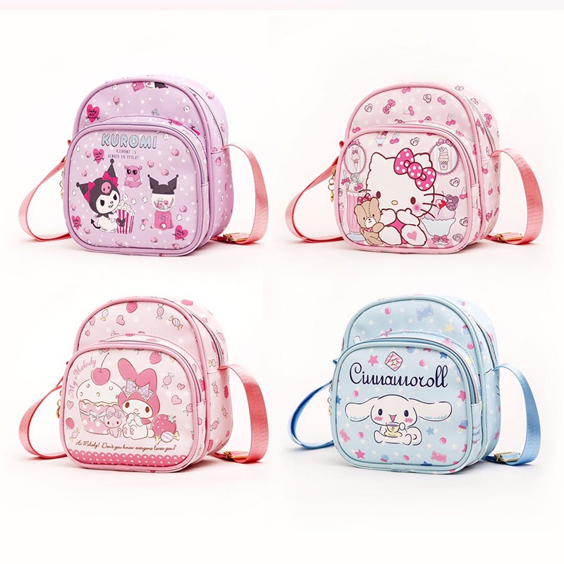 Túi Da Đeo Vai Chống Thấm Nước Họa Tiết Hoạt Hình Melody Cún Cinnamon Kuromi Dễ Thương Dành Cho Bé Gái