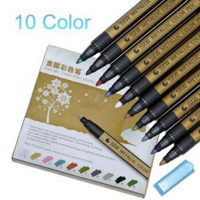 Bộ 10 cái bút nhũ 10 màu STA METALLIC