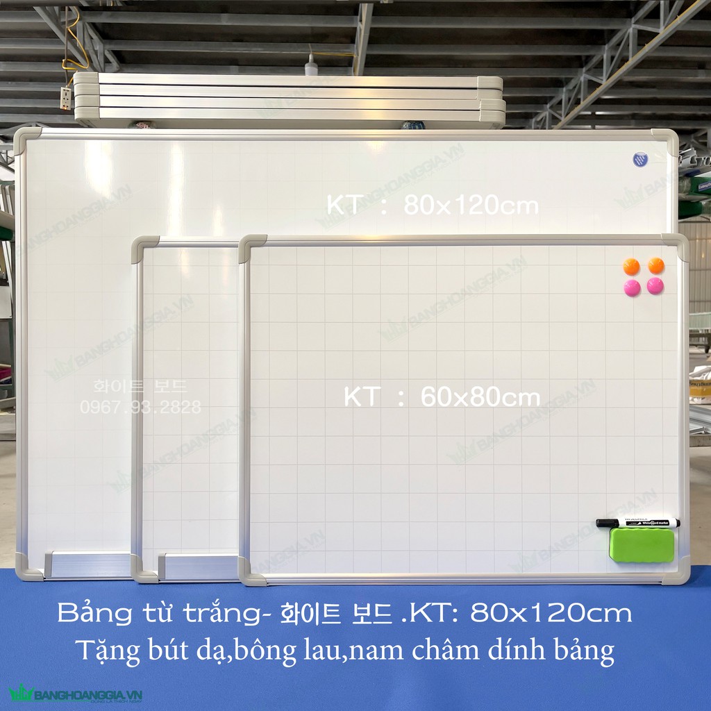 Bảng trắng viết bút dạ ,KT : 80x120cm mặt bảng HQ xịn] tặng bút dạ,bông lau ,nam châm