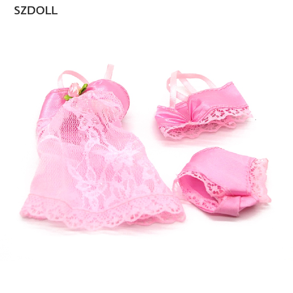 Set đồ ngủ nội y 3 món mặc nhà cho búp bê 30cm