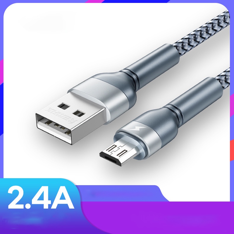 Cáp Sạc MicroUSB Chính Hãng Remax RC-124m Sạc Điện Thoại Có Cổng MicroUSB Dòng Sạc Tối Đa 2.4A Truyền Dữ Liệu Dài 1M