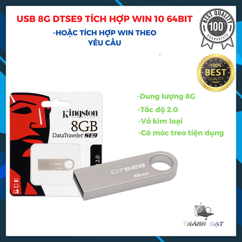 USB Lưu Trữ,USB KT 8G, 16G DTSE9, DT101G2 thiết kế nhỏ gọn, vỏ nhôm chống nước, nắp xoay treo chìa khóa.