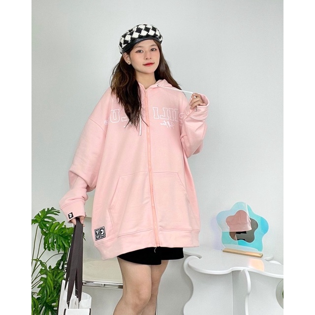 Áo  Hoodie Zip Big Logo CHILICLUB ( Hồng-Nâu)