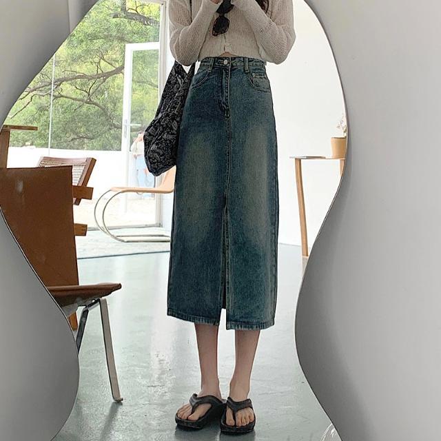 Chân váy jean Dáng Chữ A Lưng Cao Phong Cách Hàn Quốc Thời Trang Cho Nữ