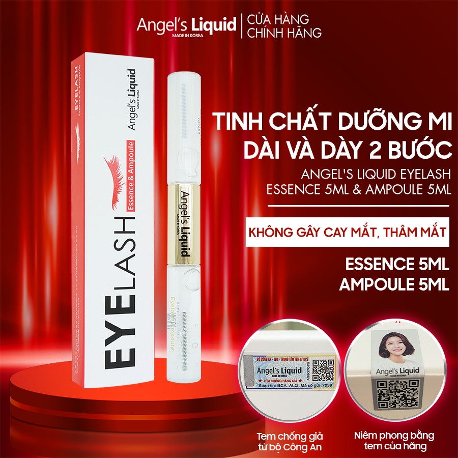 Tinh Chất Dưỡng Mi Dày Và Dài 2 Bước Angel's Liquid Eyelash Essence 5ml &amp; Ampoule 5ml