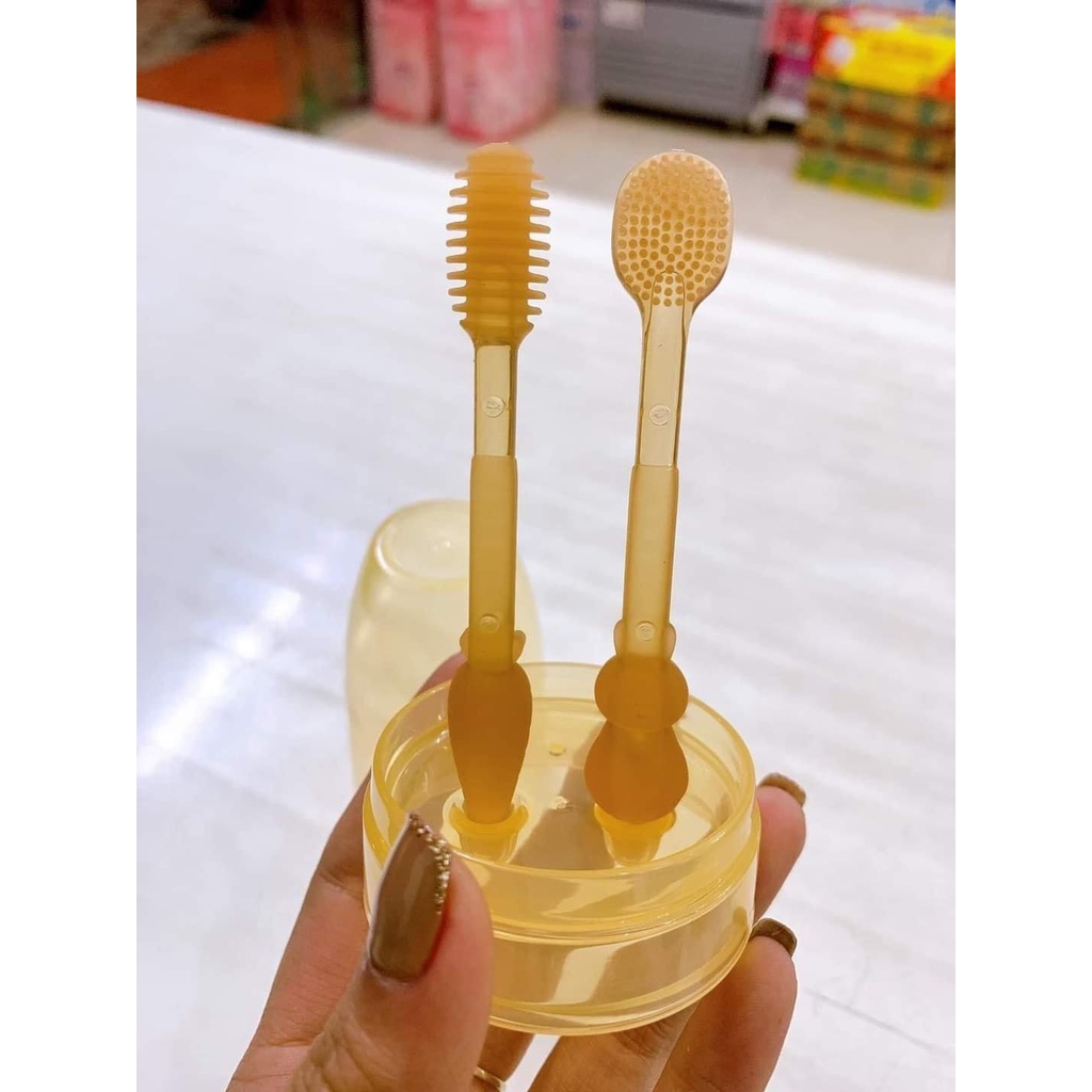 set rơ lưỡi+ bàn chải silicon cho bé từ 1m+