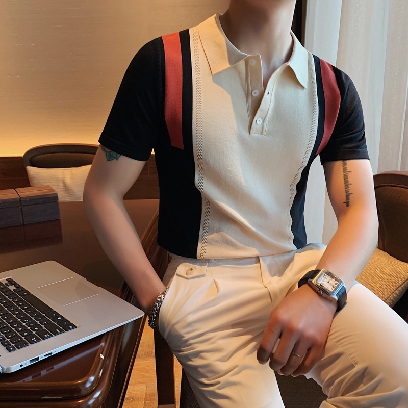 Áo Polo, Áo thun nam ngắn tay, áo polo nam phối kẻ  CMEN