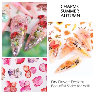 Sticker mẫu hoa khô ẩn trang trí móng
