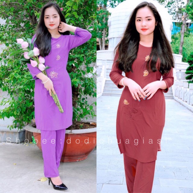 ĐỒ LAM # Cách Tân Thêu Hoa Sa La# Đồ Bộ # Quần Áo Nữ # Thun Co Giãn