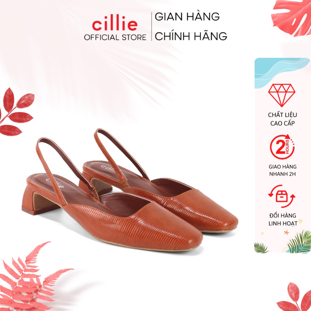 Giày sandal nữ thời trang bít mũi hở hậu gót xéo 3cm đi làm đi chơi Cillie 1062