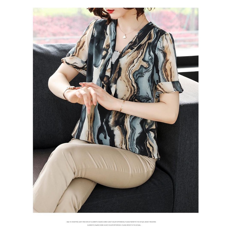 Áo Sơ Mi Voan Mỏng Kiểu Phương Tây Thời Trang Mùa Hè Cho Nữ Trung Niên