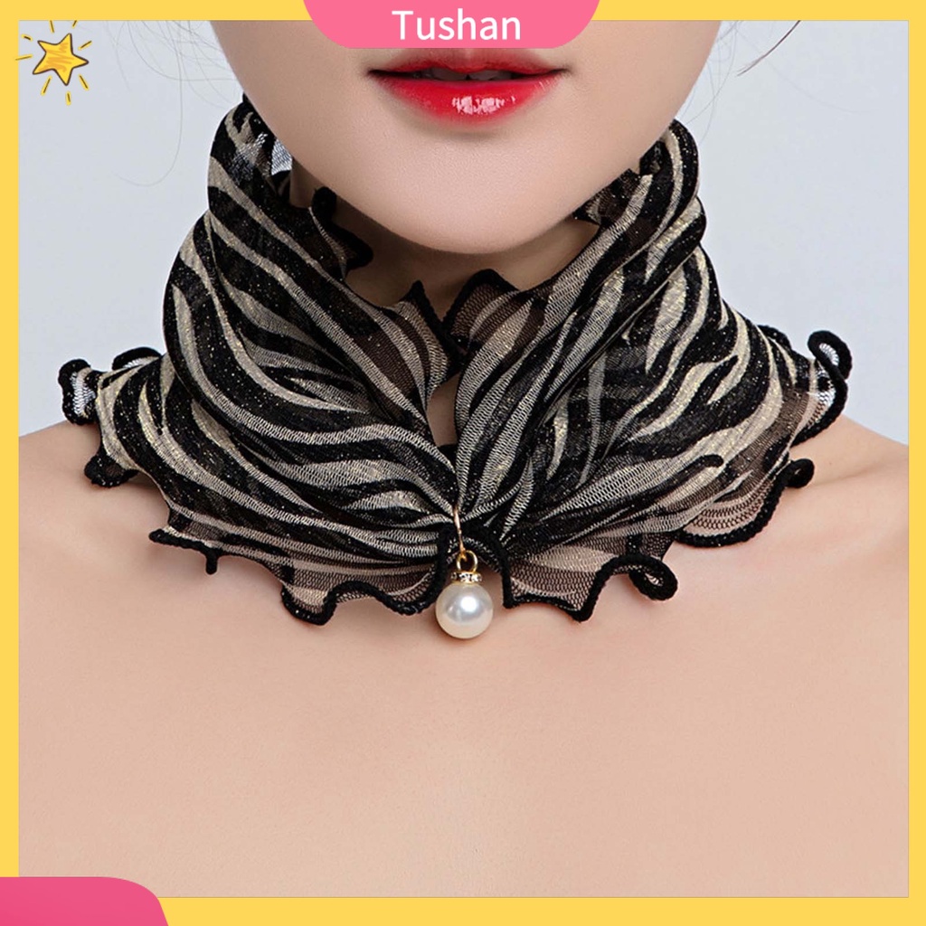 Khăn choàng cổ đính ngọc trai giả thời trang cho nữ