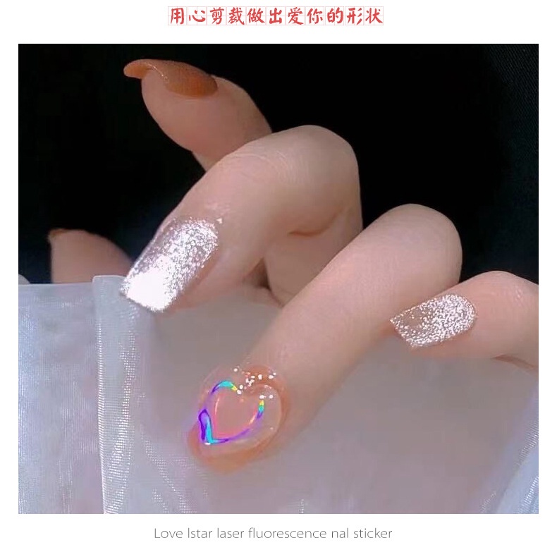 [Hàng mới về] Miếng dán trang trí móng họa tiết bướm/mắt mèo rỗng màu đồng laser 3d