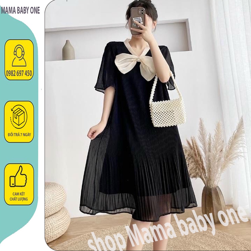 VÁY BẦU CÔNG SỞ DẬP LY SANG CHẢNH, CỔ NƠ XINH XẮN-ĐẦM BẦU BABYDOOL DỰ TIỆC THỜI TRANG HÀN.