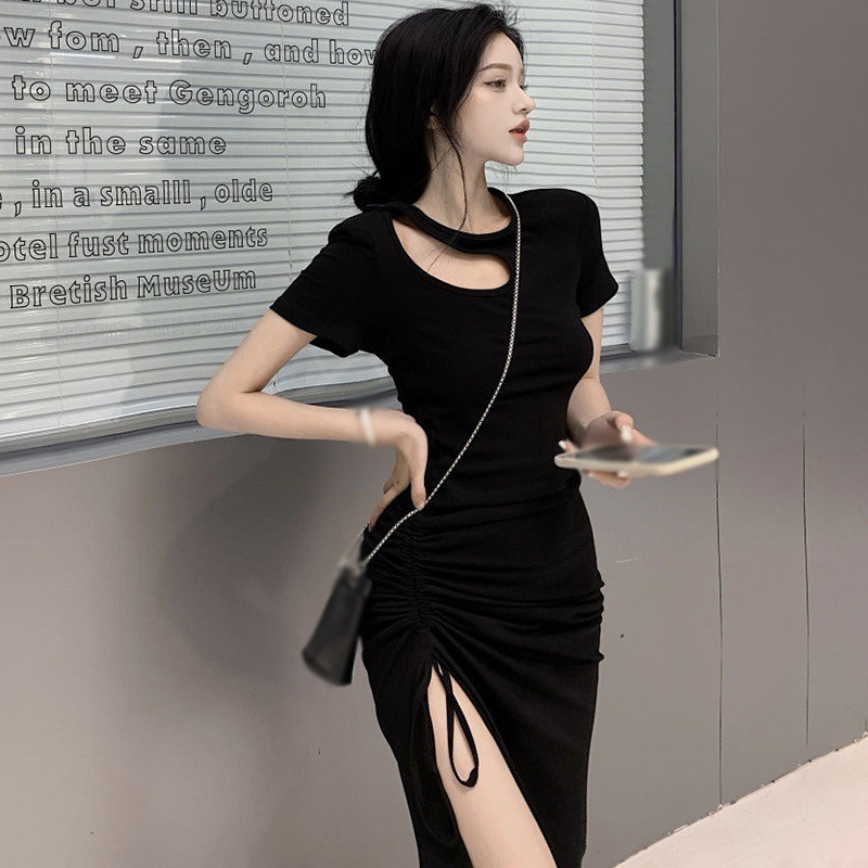 Đầm Midi Dáng Ôm Phối Dây Rút Thời Trang Mùa Hè Dành Cho Nữ