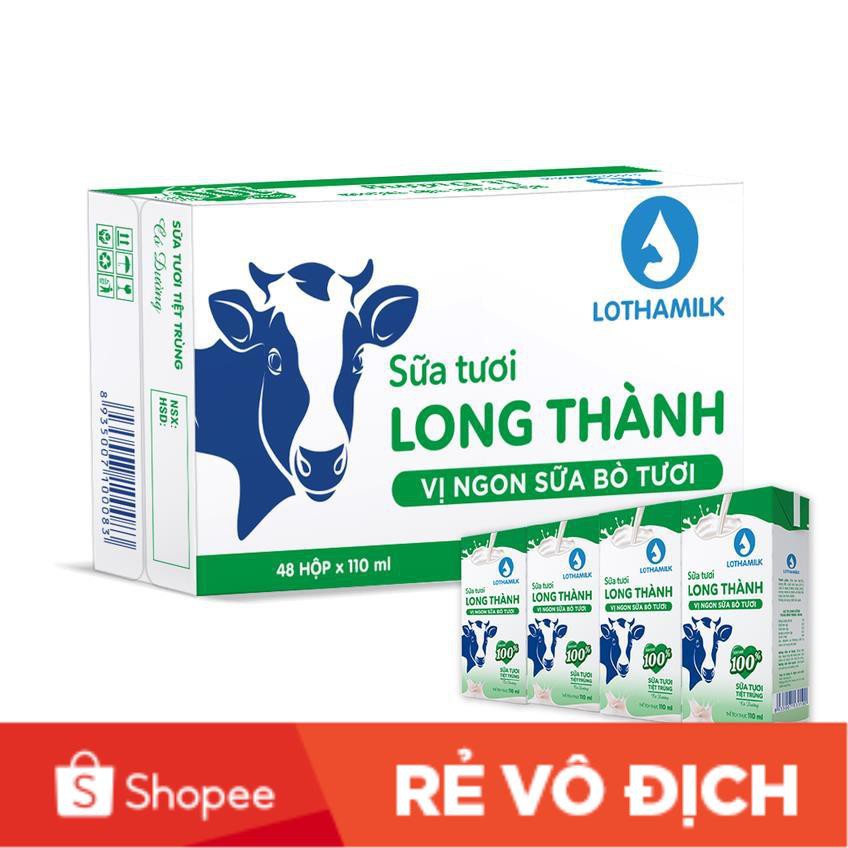 Sữa tươi tiệt trùng Lothamilk hộp 110ml  (Lốc 4 hộp)