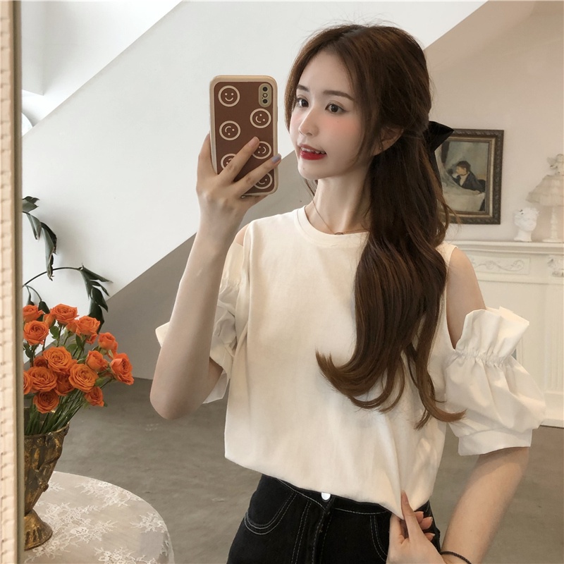 Áo Thun Tay Phồng Cổ Tròn Thời Trang Hàn Quốc