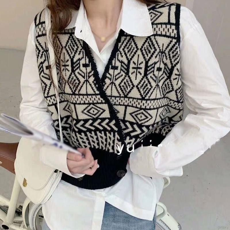 Áo Khoác Len Cardigan Không Tay Dáng Rộng Phong Cách Cổ Điển Hàn Quốc | BigBuy360 - bigbuy360.vn