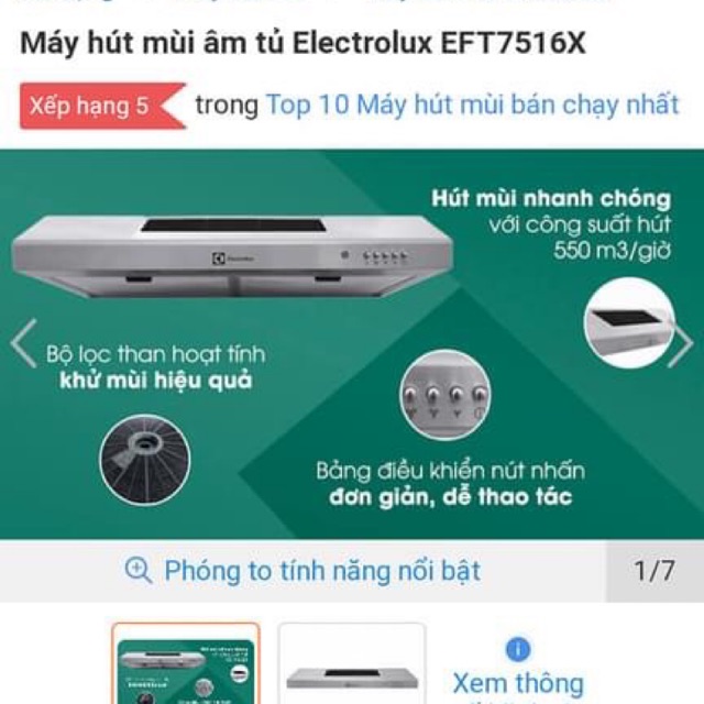 Máy hút mùi Electrolux EFT7516X