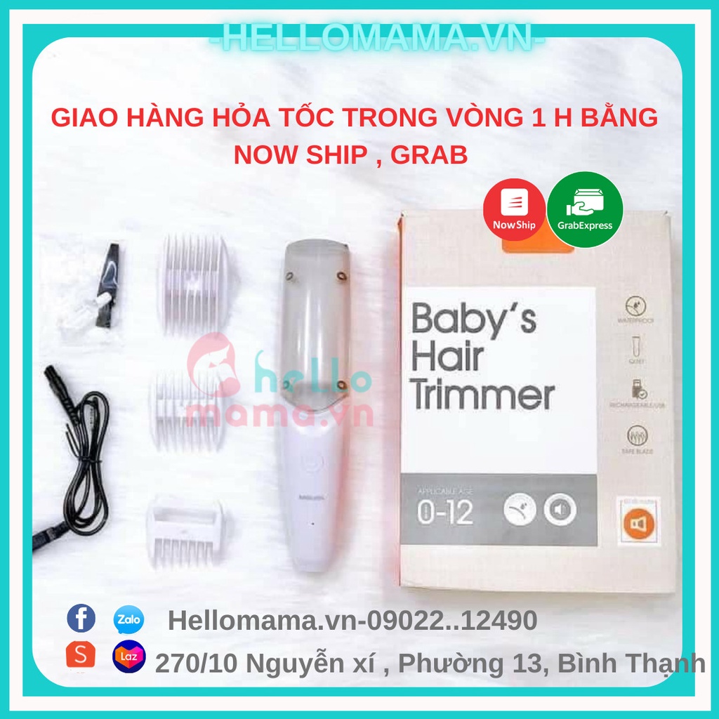 TÔNG ĐƠ CẮT TÓC BABY'S HAIR TRIMMER CHO BÉ Hút Tóc Tự Động Phù Hợp Mọi Loại Tóc.