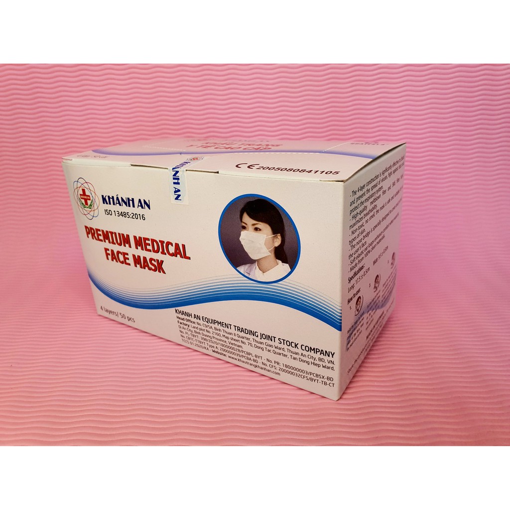 Khẩu trang Y tế cao cấp 4 lớp Khánh An - Hộp 50 cái (gồm 5 túi, mỗi túi 10 cái) | BigBuy360 - bigbuy360.vn