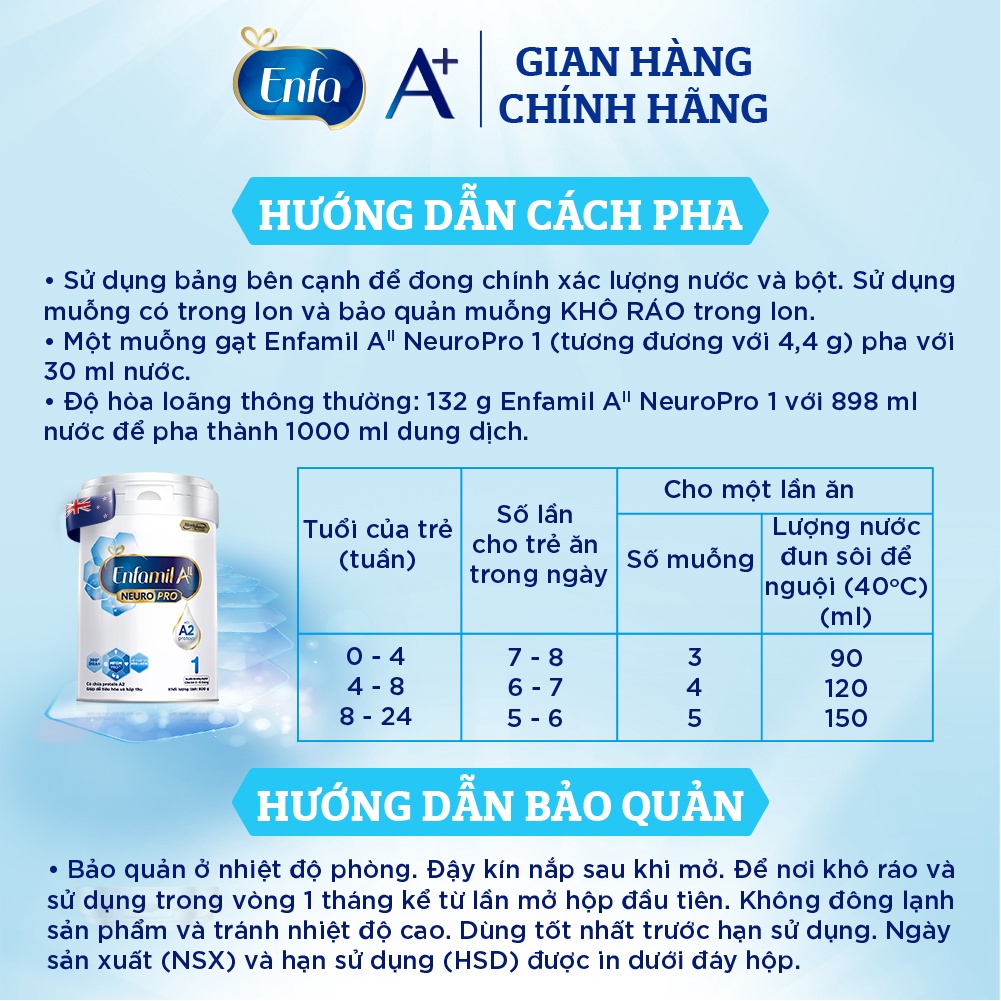 Sữa Bột ENFAMIL A2 Neuropro 1 800g (Từ 0-6 Tháng)