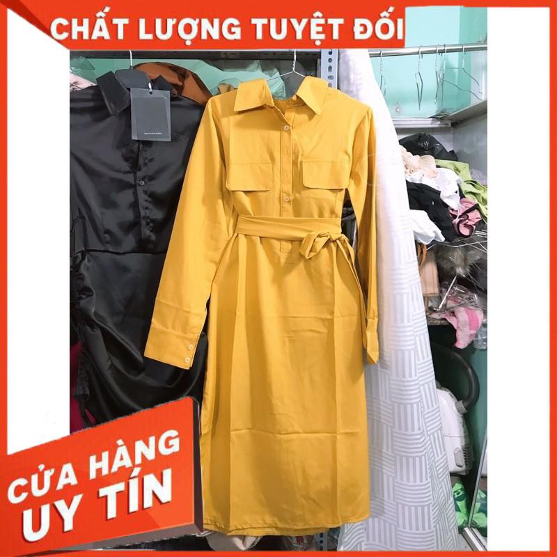 ĐẦM SƠMI DÀI TAY CÓ THẮT LƯNG RỜI CỘT EO - ảnh thật shop chụp