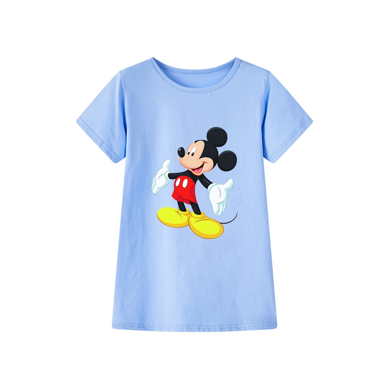 Đầm thun in hình chuột Mickey và Minne cao cấp mềm mại dành cho bé gái 2-8 tuổi