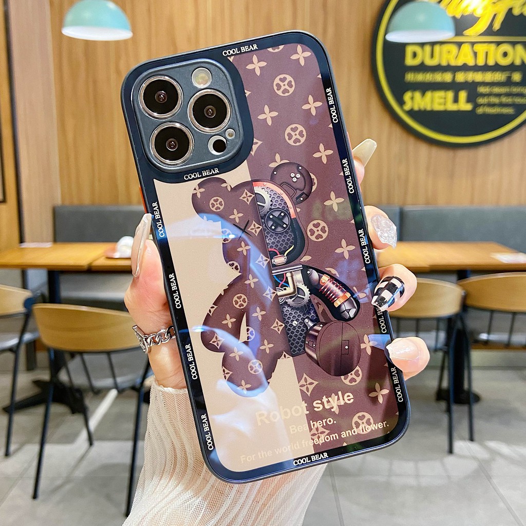 Ốp điện thoại hình gấu cho iPhone 13 Pro Max i13 13pro 11 Pro Max i11 7plus 8plus iX XS XR Xs MAX 12Pro 12 Pro Max