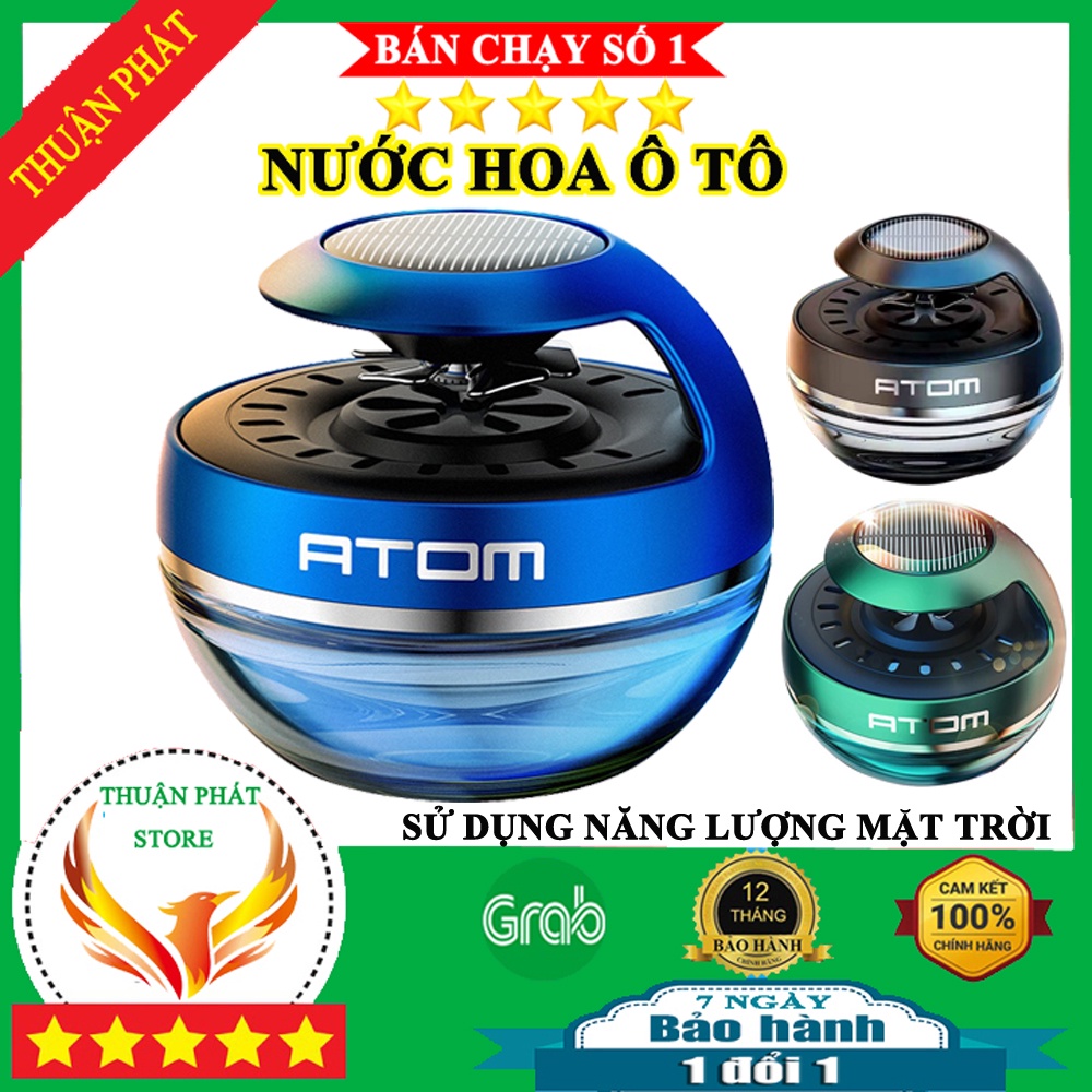 Nước hoa ô tô Atom chính hãng cao cấp cánh quạt quay bằng năng lượng mặt trời,chiết suất hoàn toàn từ thiên nhiên