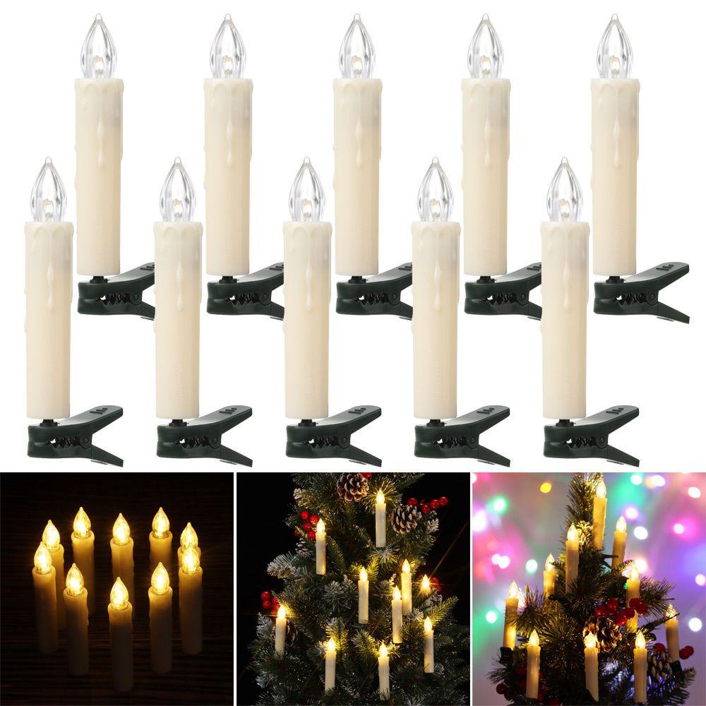 KUNHEV Bộ 11 Cây Nến Điện Tử Có Kẹp Dùng Trang Trí Giáng Sinh