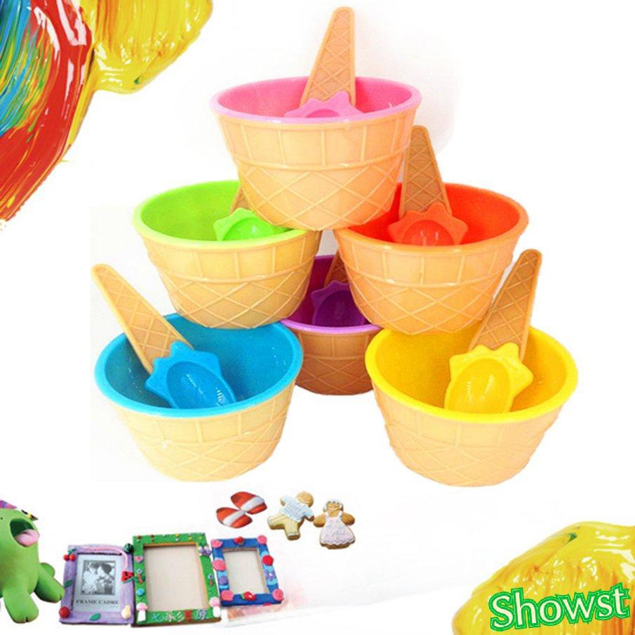 Bộ tô và muỗng dùng để làm đồ chơi slime DIY cho bé