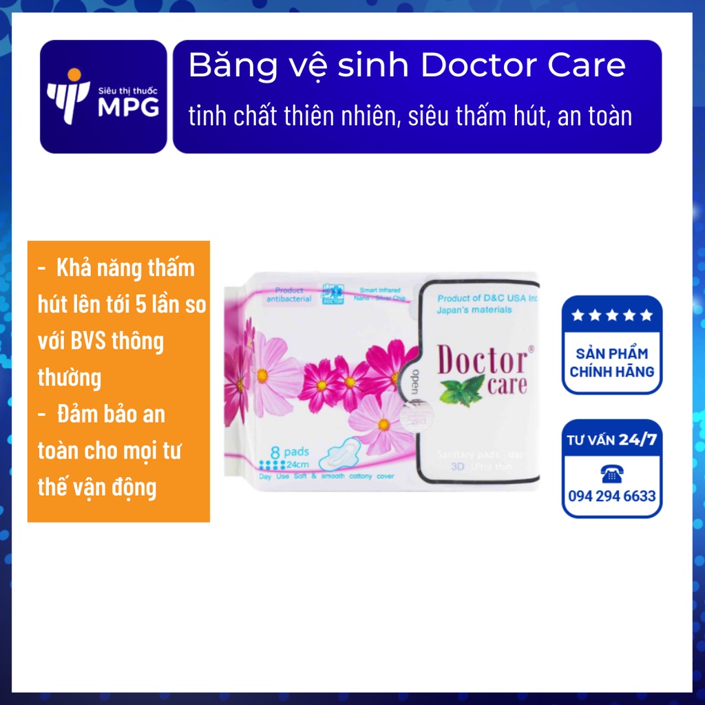 Băng vệ sinh thảo dược Doctor care tinh chất thiên nhiên, siêu thấm hút, an toàn cho bạn gái