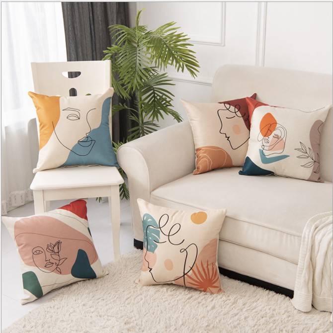Gối vuông decor trang trí sofa / Gối tựa lưng họa tiết trừu tượng- phong cách Bắc Âu