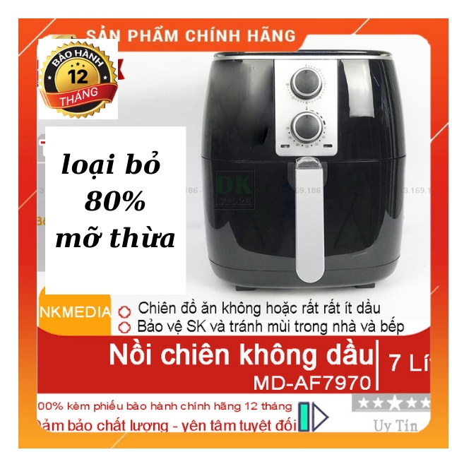 [ Chính Hãng ] Nồi Chiên Không Dầu Nhập Khẩu Media -7 lít -MD-AF7970-Loại Bỏ 80% Lượng Mỡ Thừa-Bảo Hành 12 Tháng