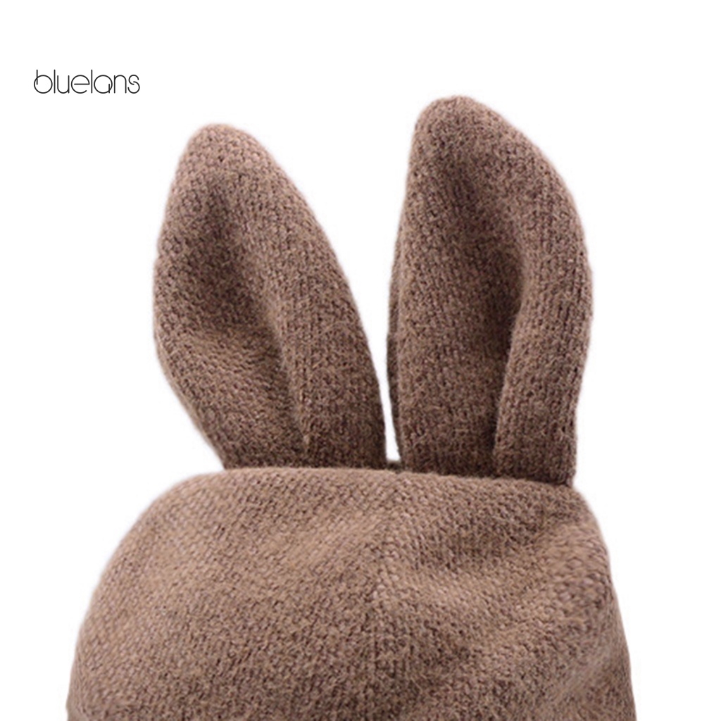 Mũ Len Beanie Đính Tai Thỏ 3D