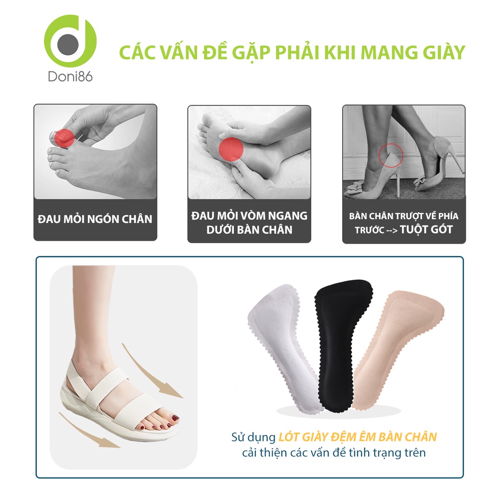 Lót giày cao gót chất liệu mút EVA ép mặt da giúp êm chân, chống trượt dành cho nữ - Doni - DOPK273