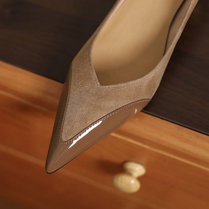Giày Cao Gót Da Lộn Thiết Kế Khâu Đơn Giản Thoải Mái Thời Trang Cao Cấp Cho Nữ