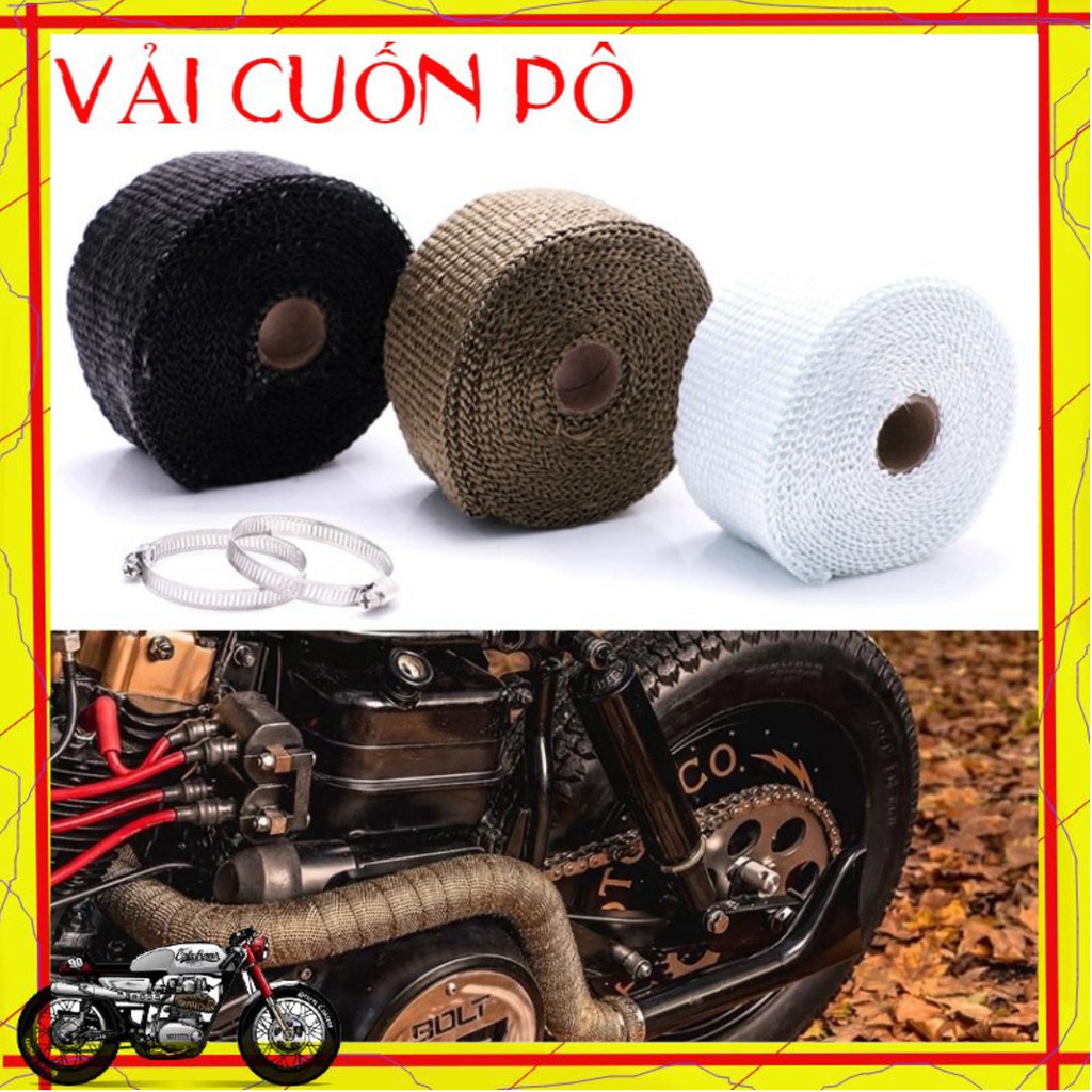 Vải chịu nhiệt quấn pô, giúp cách nhiệt, chống cháy cho ống xả do động cơ xe máy có công suât lớn